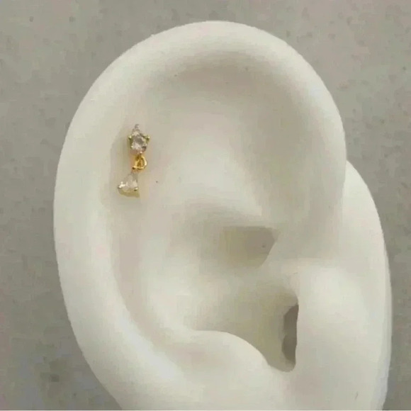 Modest Lu Jewelry - 18k Gold Crystal Tear Drop Dangle Cartilage Earring 

Brand New
